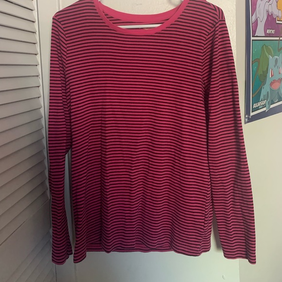 Pink and Black long sleeve striped shirt - Picture 1 of 3